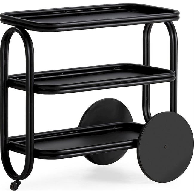 Desserte bar en métal à roulettes Couleur noir <span itemprop=