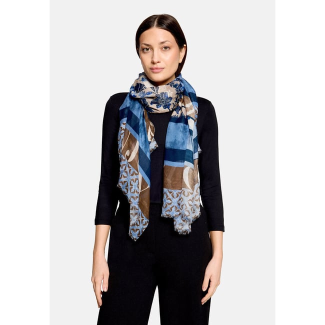 Écharpe basique à imprimé à fleurs bleu/beige <span itemprop=