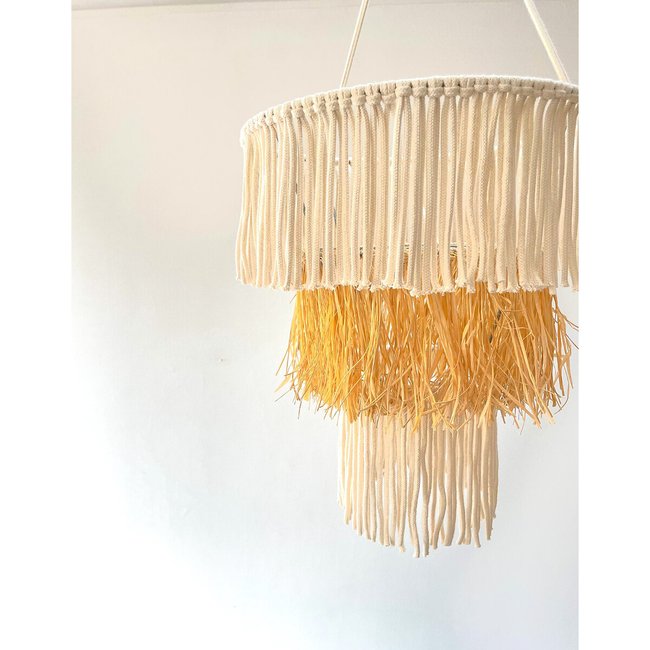 Decoração abajur em macramé Levita II, MACRAMAR natural <span itemprop=