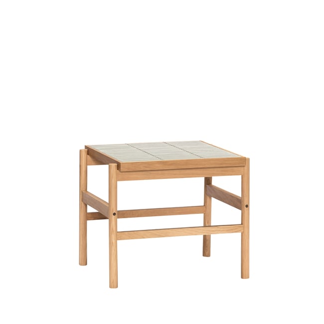 Table d'appoint en placage de chêne, bois de chêne et carreaux TILE. Couleur menthe/naturel <span itemprop=