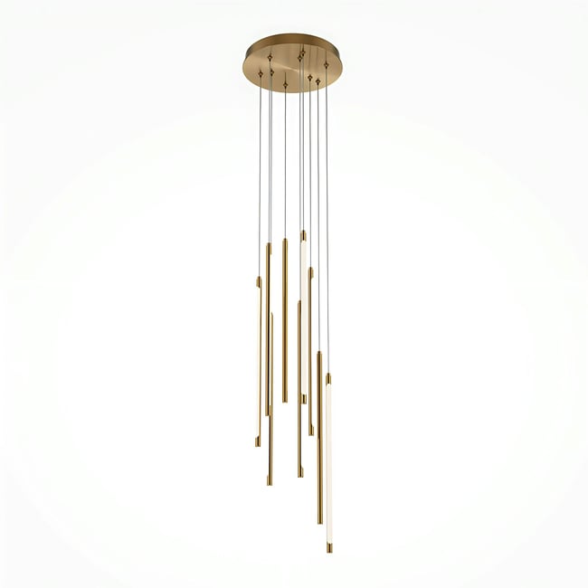 Lustre 9 lampes LED en cascade SALEM Couleur doré <span itemprop=