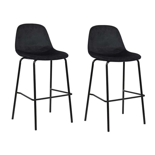 Lot de 2 chaises de bar avec pieds en métal GIULIA Couleur noir <span itemprop=