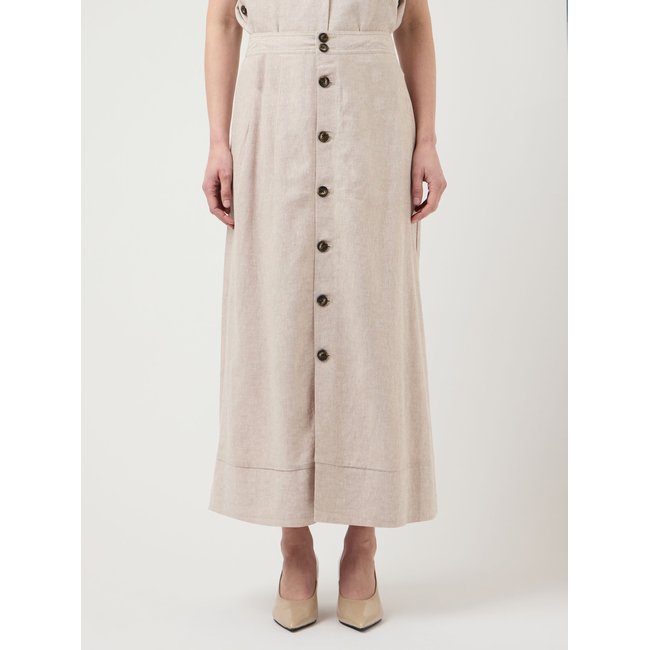 Jupe Longue YASUSUMA - TH - LIN MÉLANGÉ gris - white pepper1 <span itemprop=