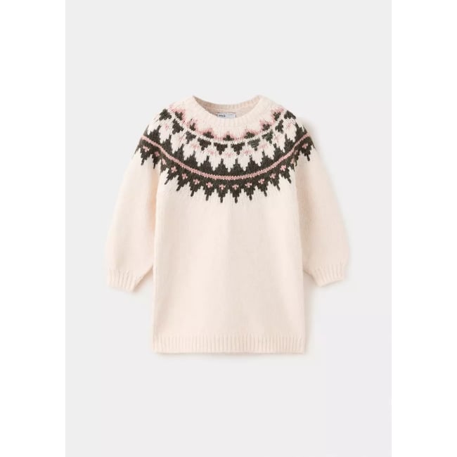Robe en maille jacquard beige <span itemprop=