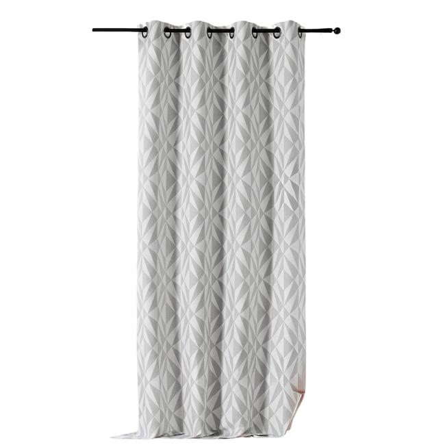 Rideau jacquard géométrique gris clair <span itemprop=