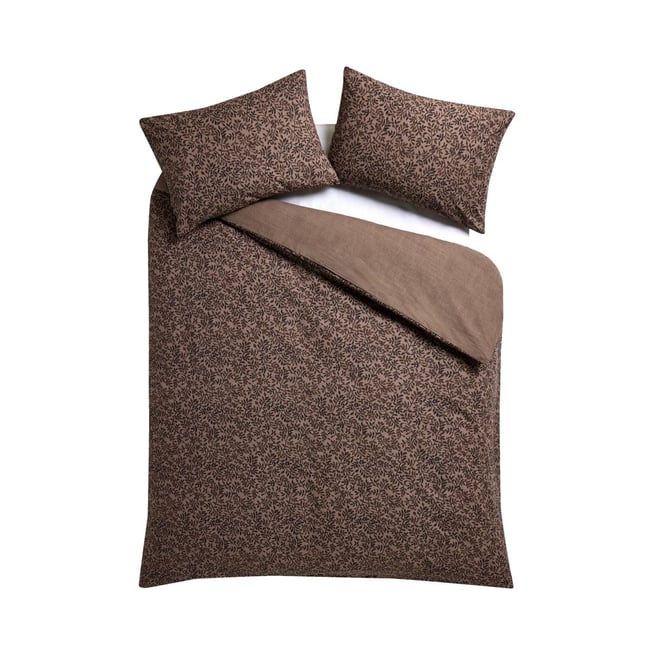 Parure de lit en coton, lot 2 feuille retombante brun chocolat <span itemprop=