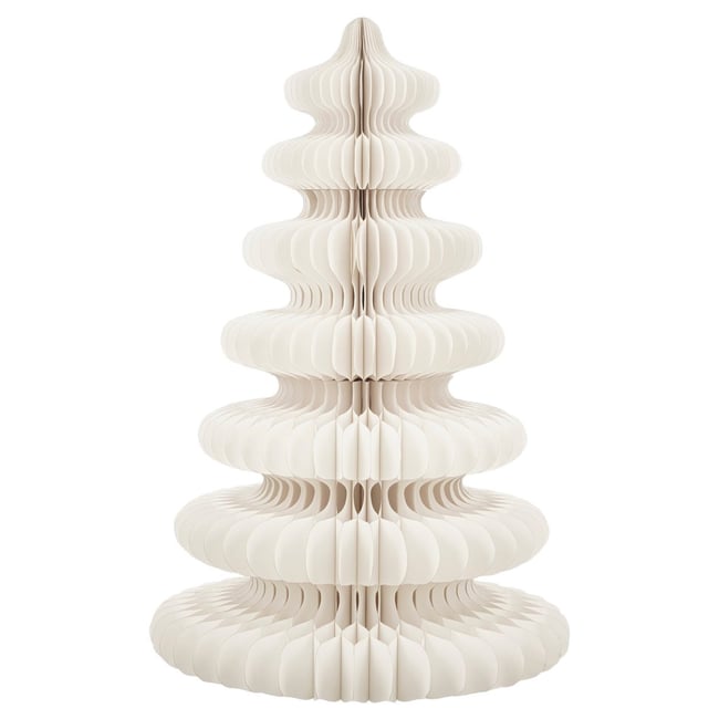 Sapin de Noël décoratif en papier H153 cm YARRAH Couleur blanc <span itemprop=