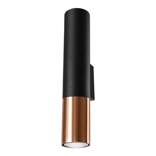 Applique Acier Noir/Cuivre GU10 2 Loopez Couleur noir <span itemprop=