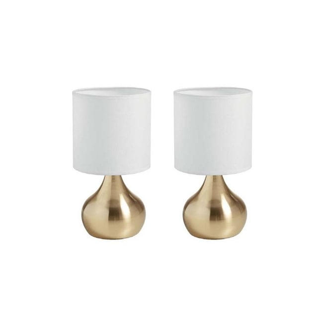 2 Lampes De Chevet Tactile Ida doré Abat-jour Blanc Couleur doré <span itemprop=