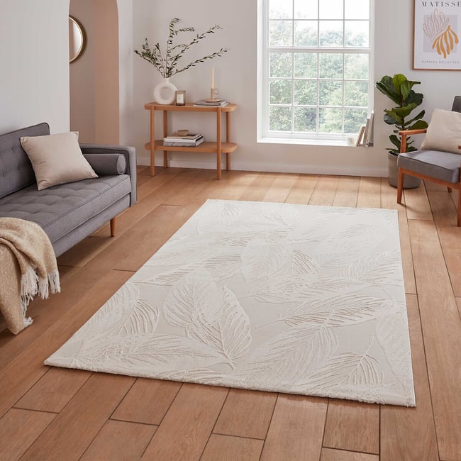 Textured Leaves Super Soft Washable Rug - SO'HOME