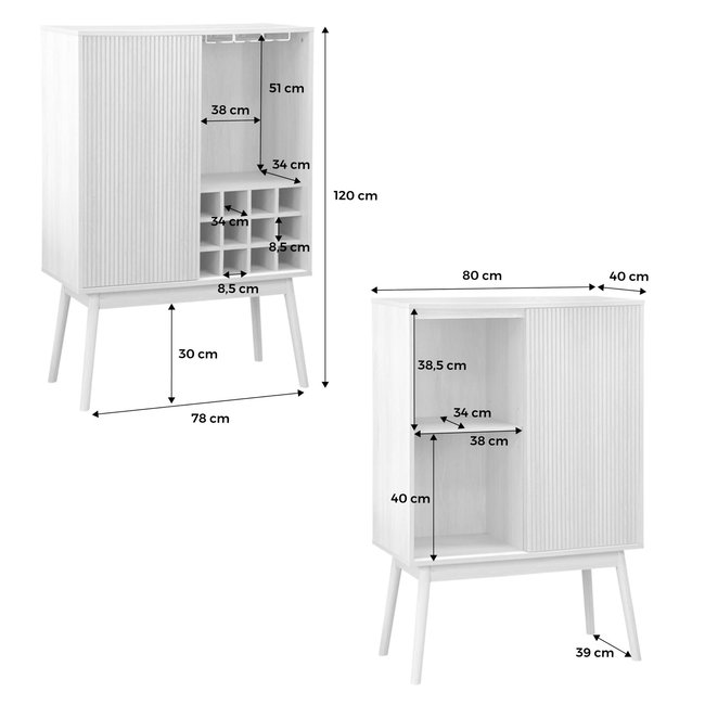 Meuble range-bouteilles  80cm LINEAR Couleur bois <span itemprop=