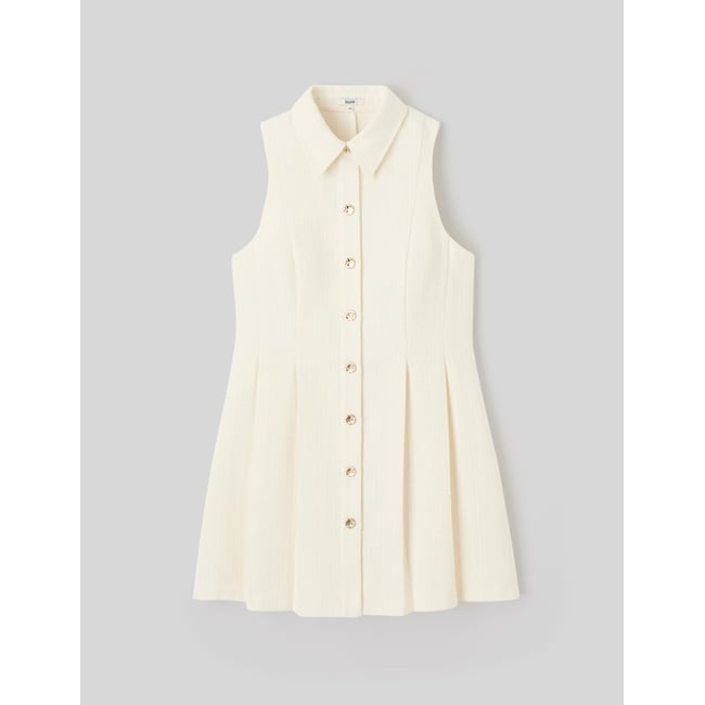 Robe sans manches boutonnée blanc écru <span itemprop=