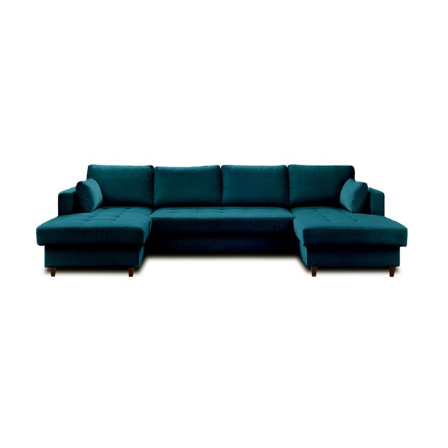 Canapé Panoramique Convertible Velours 7 places - ANNA - LISA DESIGN