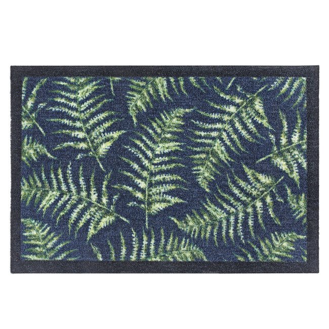Fern Leaves Doormat, navy/green, MY MAT