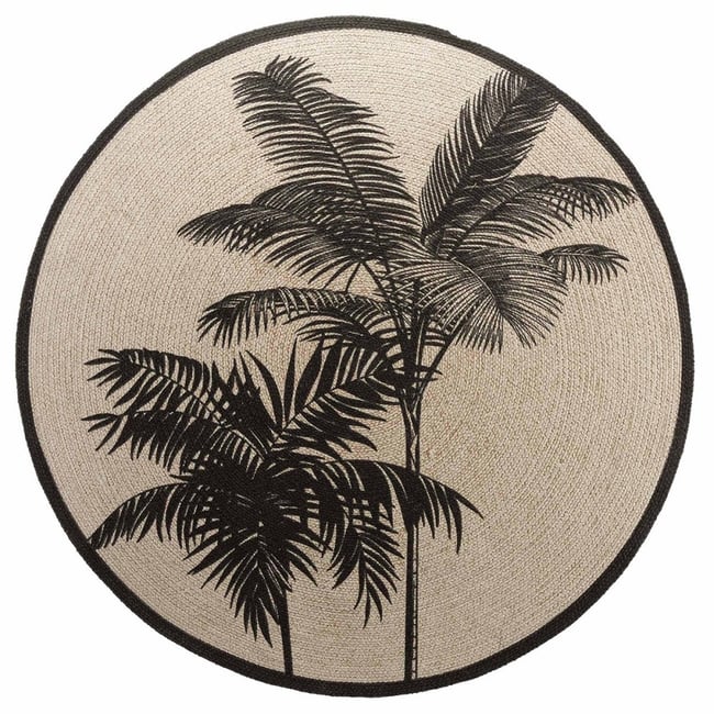 Tapis rond 120  Tropic nature coton Couleur beige <span itemprop=
