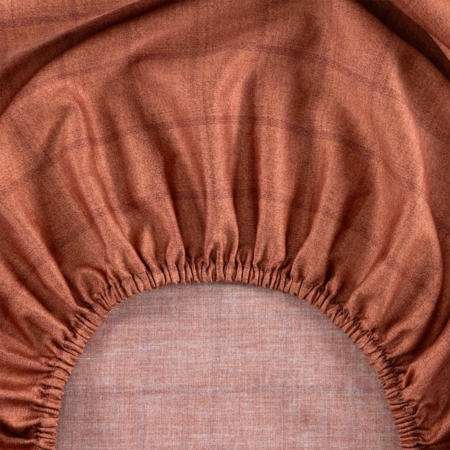 Drap housse en satin de coton marron, MEAULNES a motif <span itemprop=