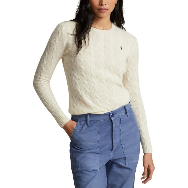Fine wool cashmere jumper with crew neck ecru Polo Ralph Lauren La Redoute