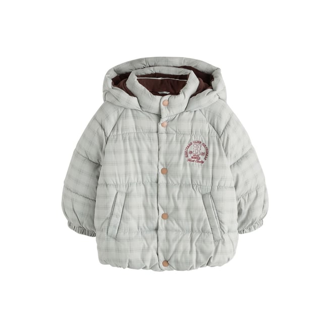 Manteau matelassé carreaux neutres <span itemprop=
