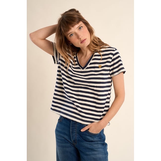 T-shirt fluide à col V v002232 <span itemprop=