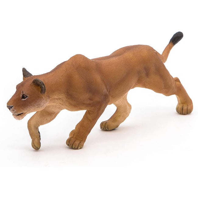 Figurine Lionne chassant marron <span itemprop=
