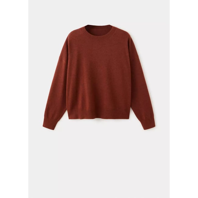 Pull oversize col rond rouge-orangé <span itemprop=