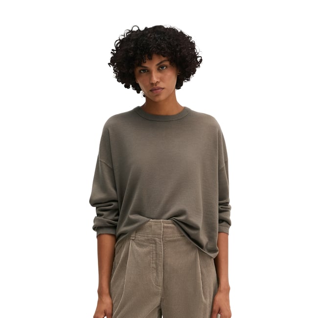 Pull en maille oversize en laine mérinos douce marron <span itemprop=