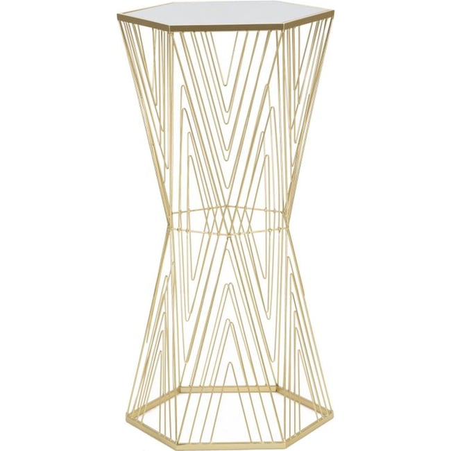 Table hexagonale en fer plateau miroir GLAM Couleur doré <span itemprop=