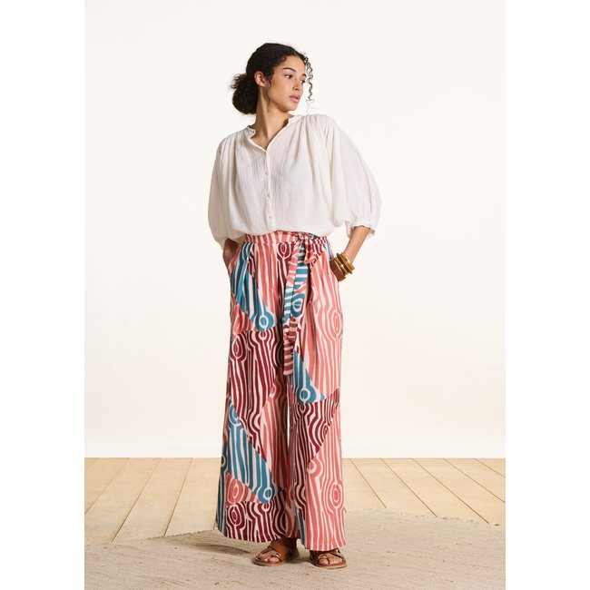 Pantalon fluide large à imprimé mahogany/bleu <span itemprop=