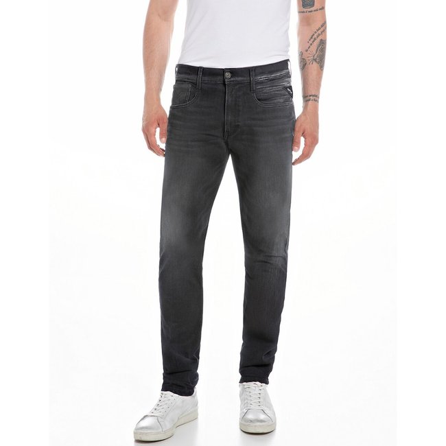 Jeans slim Anbass preto <span itemprop=