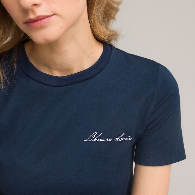 T-Shirt mit rundem Ausschnitt aus Baumwolle, Made in France marine LA REDOUTE COLLECTIONS