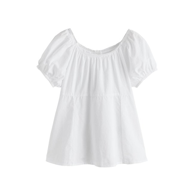 Chemisier à manches courtes blanc <span itemprop=