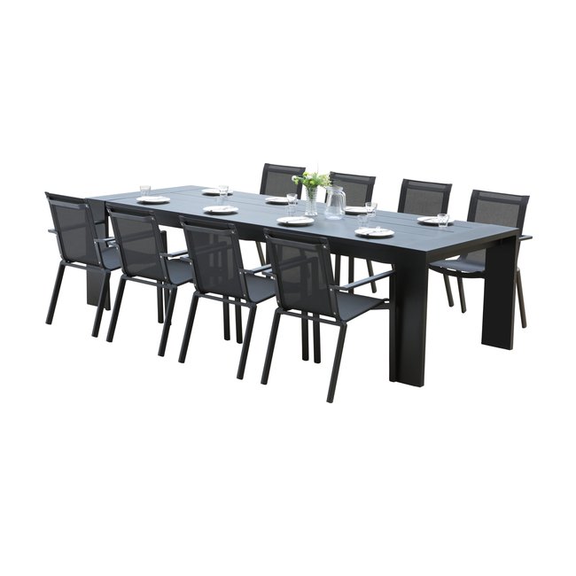 Ensemble en aluminium, 8 fauteuils IBIZA gris <span itemprop=