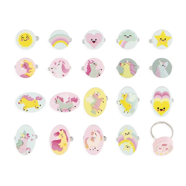 20 Bagues Licorne multicolore <span itemprop=