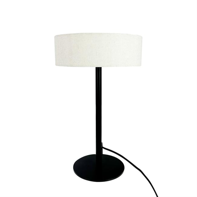 Lampe à poser en métal et tissu Noir/Blanc Calix Couleur noir/blanc <span itemprop=