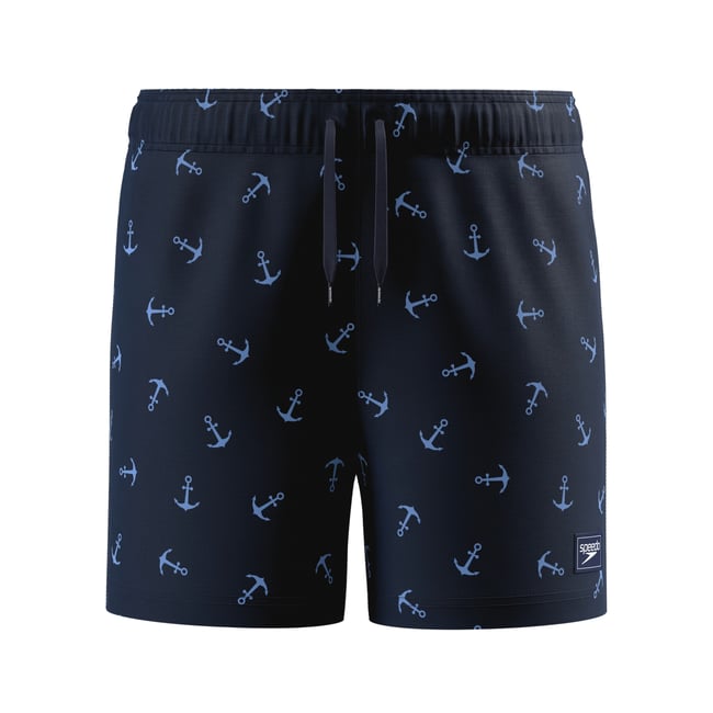 Short de bain à taille élastiquée motif/style ancre VOLLEY bleu marine <span itemprop=