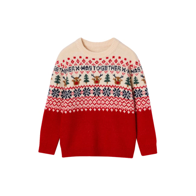 Pull de Noël manches longues Capsule Famille rouge <span itemprop=