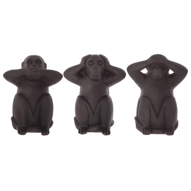 Set de 3 statuettes SINGES SAGESSE Couleur noir <span itemprop=