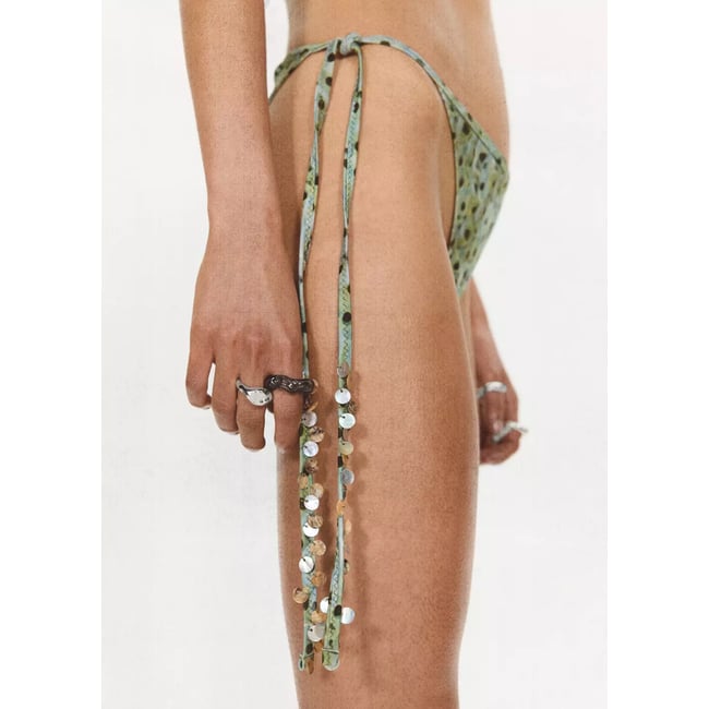 Culotte bikini brésilienne perles vert <span itemprop=