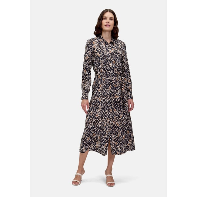 Robe-chemisier à ceinture à nouer dark blue/brown <span itemprop=
