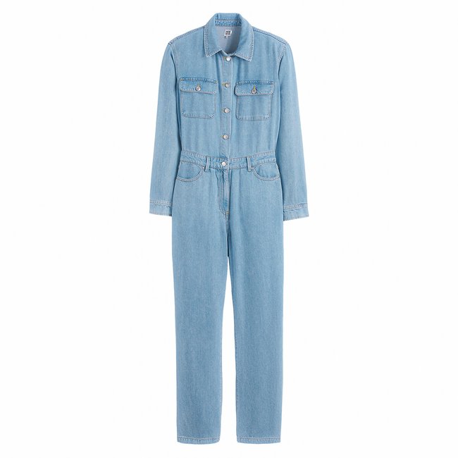 Mono de pantalón de denim, de lyocell y viscosa doble stone <span itemprop=