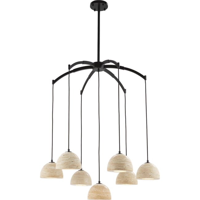 Lampe d'architecte en marbre travertin Couleur beige et noir mat <span itemprop=