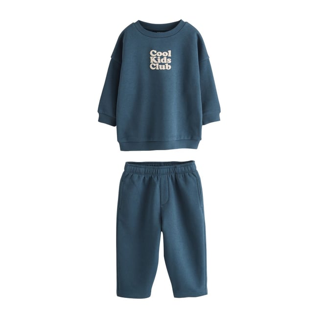 Ensemble jogging ras du cou semi uni bleu foncé <span itemprop=