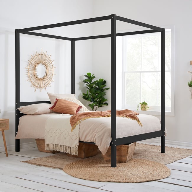 Mika Four Poster Bed with Slatted Headboard - SO'HOME