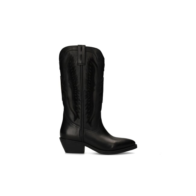 Santiags en cuir avec détails en daim noir <span itemprop=