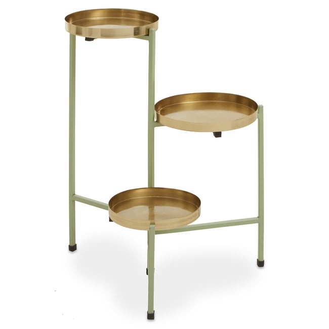 Pastel Metal Three-Tier Plant Stand, green, SO'HOME