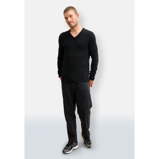 Pull Col V 4 Fils Noir Nathan noir <span itemprop=
