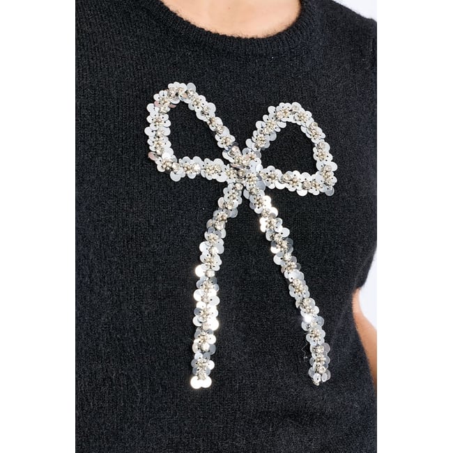 Pull manches courtes, nœud en sequin - LILI SIDONIO