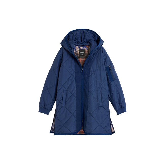 Manteau matelassé à capuche bleu <span itemprop=
