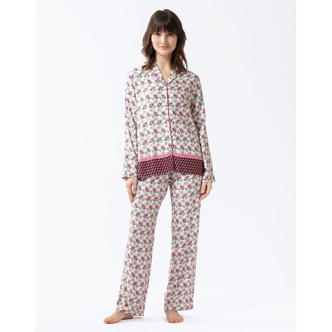 Pyjama boutonné en viscose imprimée écru ZOÉ 606 écru <span itemprop=