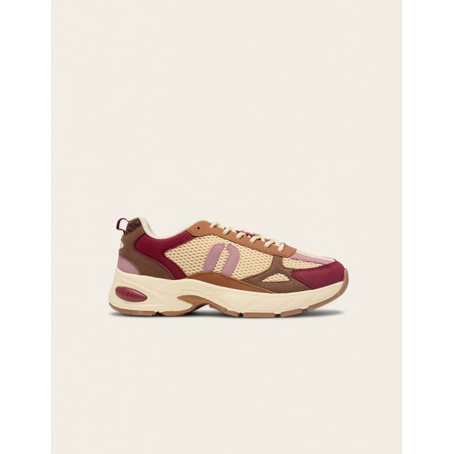 Baskets basses MAÉ bordeaux beige rose <span itemprop=